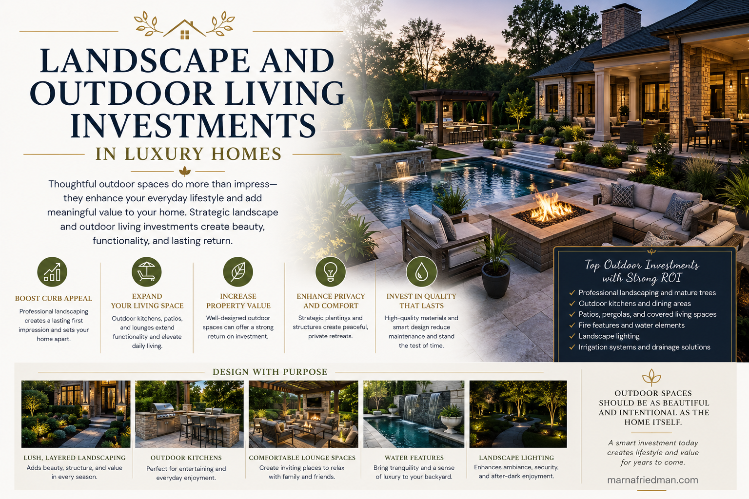 Luxury Home Outdoor Living Investments | Marna Friedman