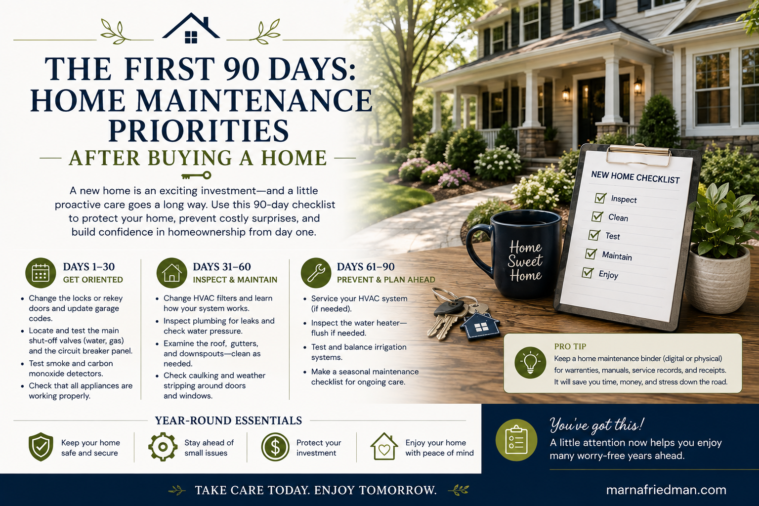 First 90 Days Home Maintenance After Buying | Marna Friedman