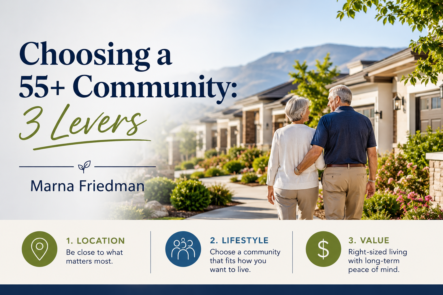 Choosing a 55+ Community: 3 Levers | Marna Friedman