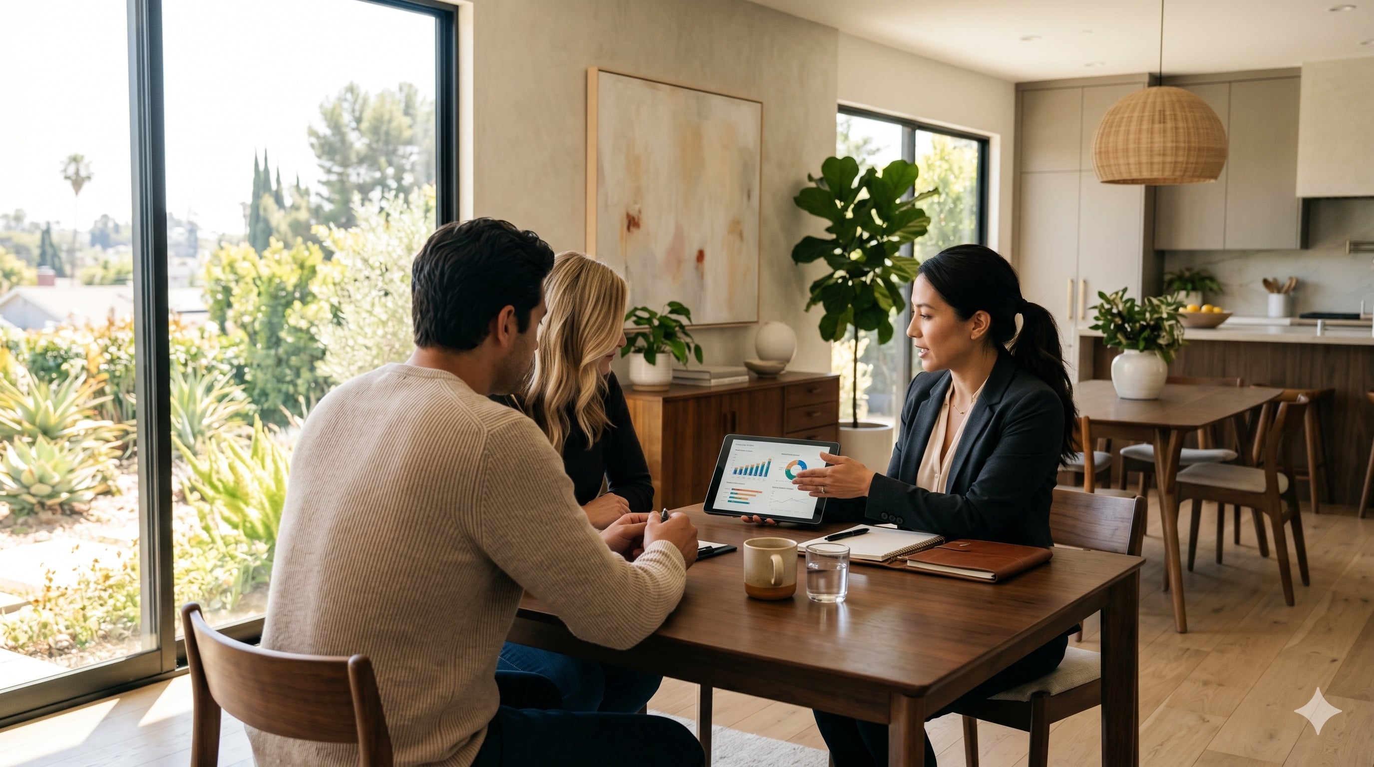 Homeowner couple interviewing a real estate agent before hiring — questions to ask a real estate agent in Diamond Bar Walnut Chino Hills Brea Yorba Linda San Gabriel Valley 2026