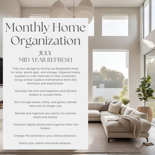 Monthly Home Organization: July – Mid-Year Refresh 🌿☀️