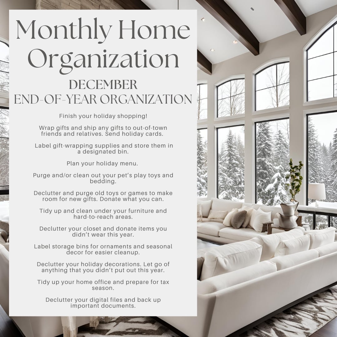 12 Monthly Home Organization