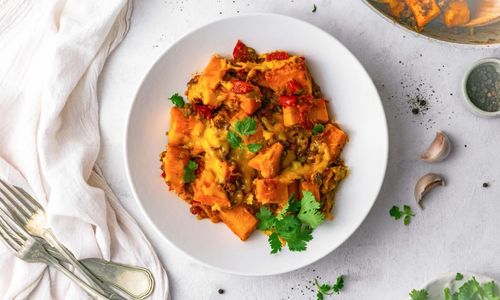 Southwest Ground Beef and Sweet Potato Skillet