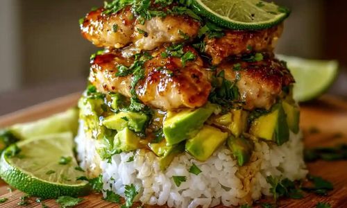 Honey Lime Chicken & Avocado Rice Stack