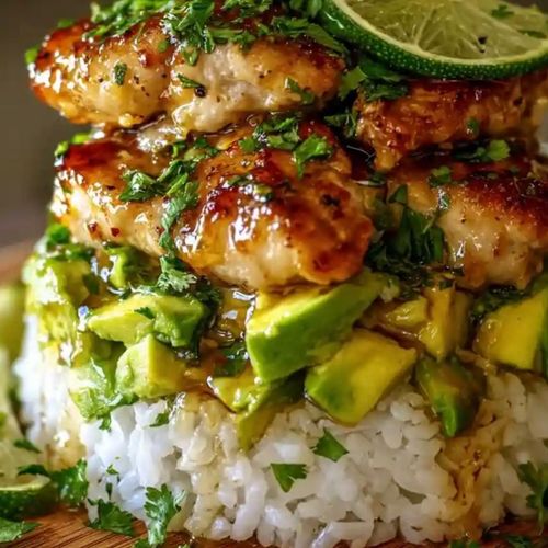 Honey Lime Chicken & Avocado Rice Stack