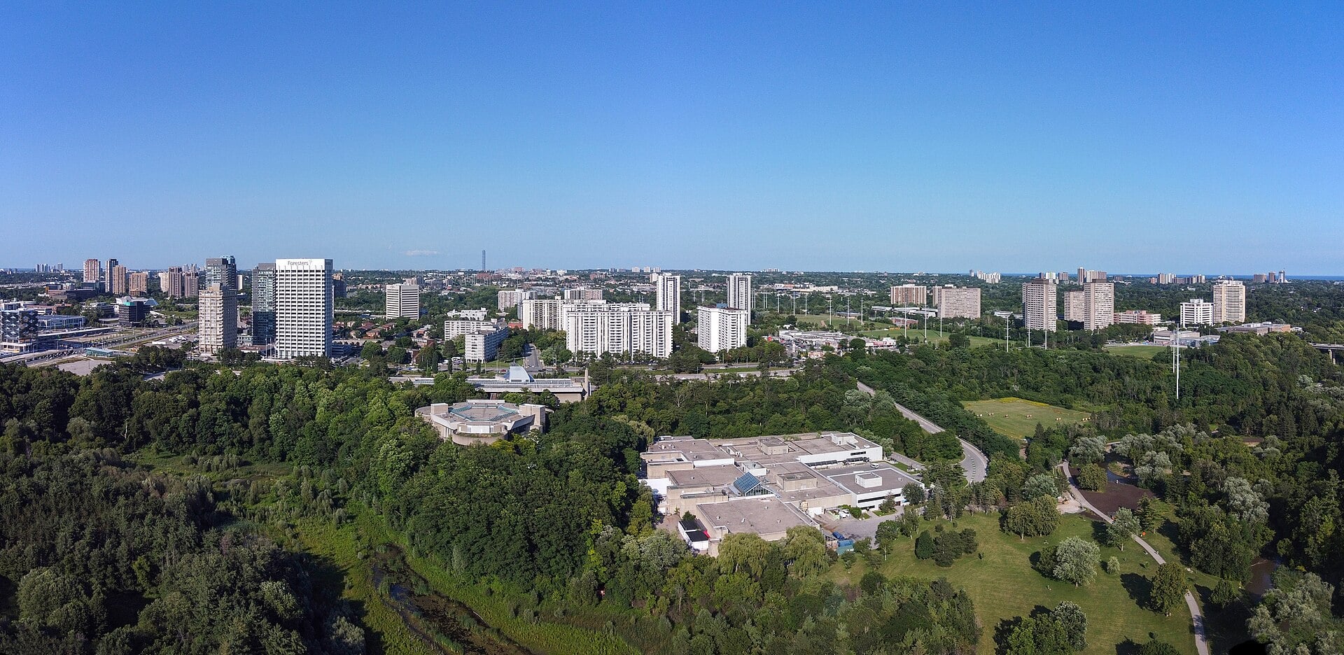 Aerial view of Flemingdon Park, Toronto, in 2023