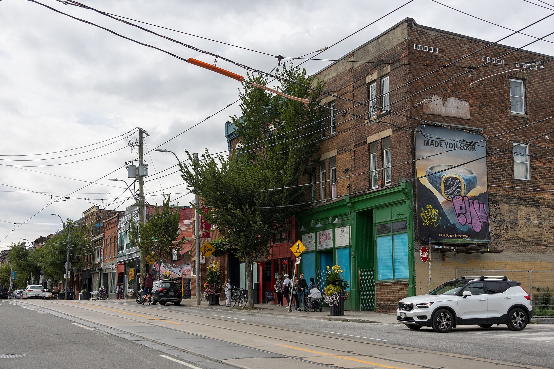 Queen Street West streetscape at Noble Street in Parkdale, Toronto
