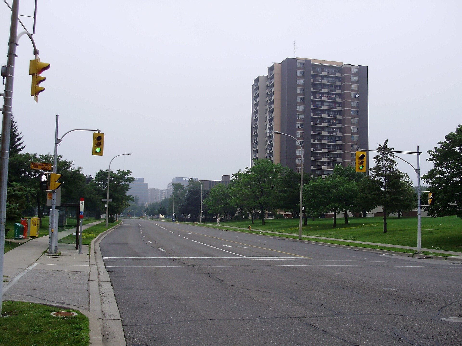 The West Mall looking north from Eva Road in Etobicoke, July 2008