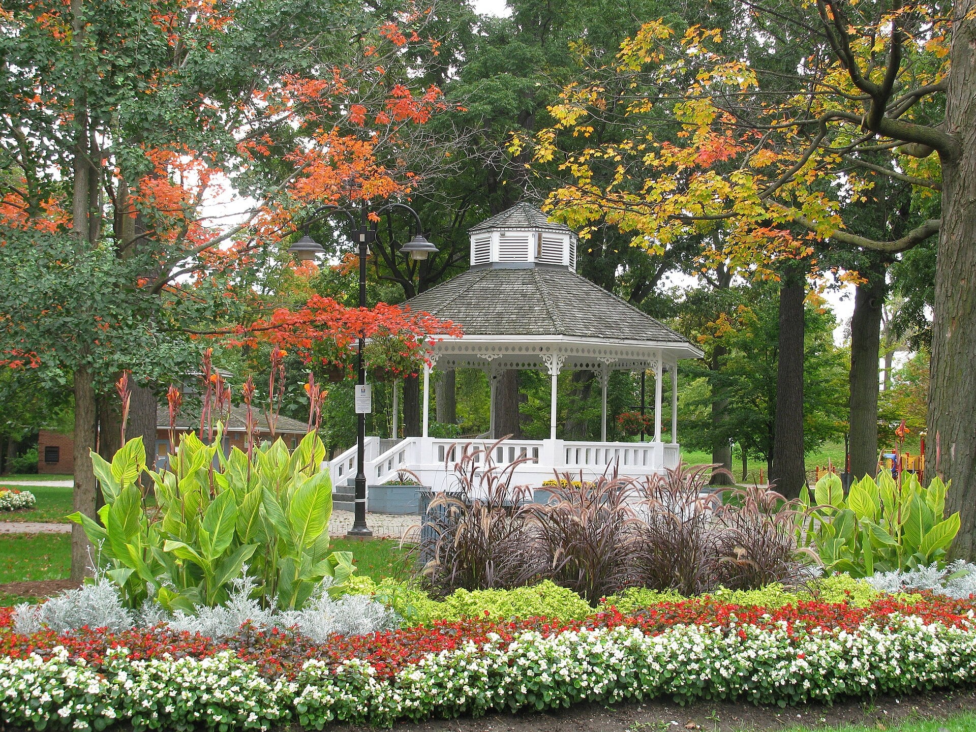 Gage Park gazebo and autumn trees in Downtown Brampton, October 2009