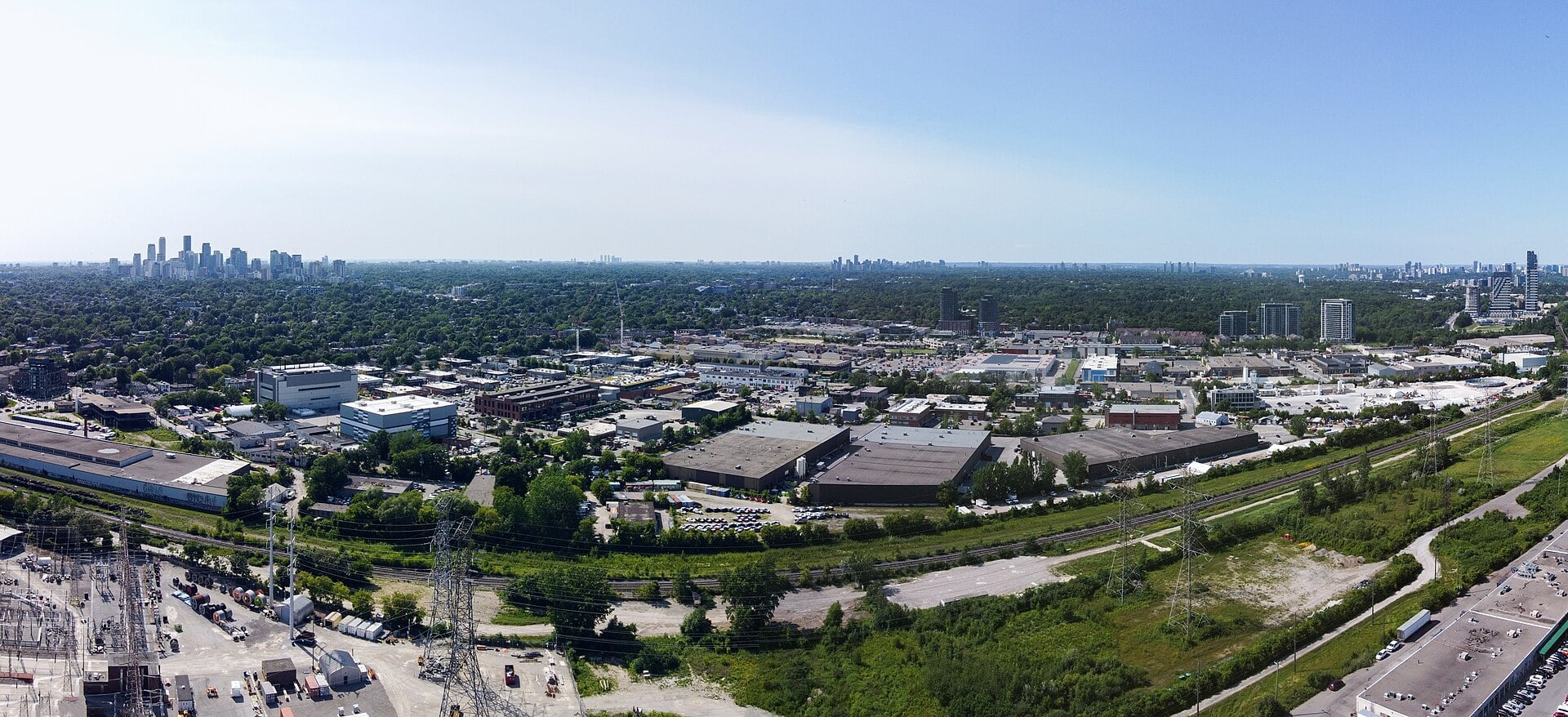 Aerial view of Leaside, Toronto, in 2023
