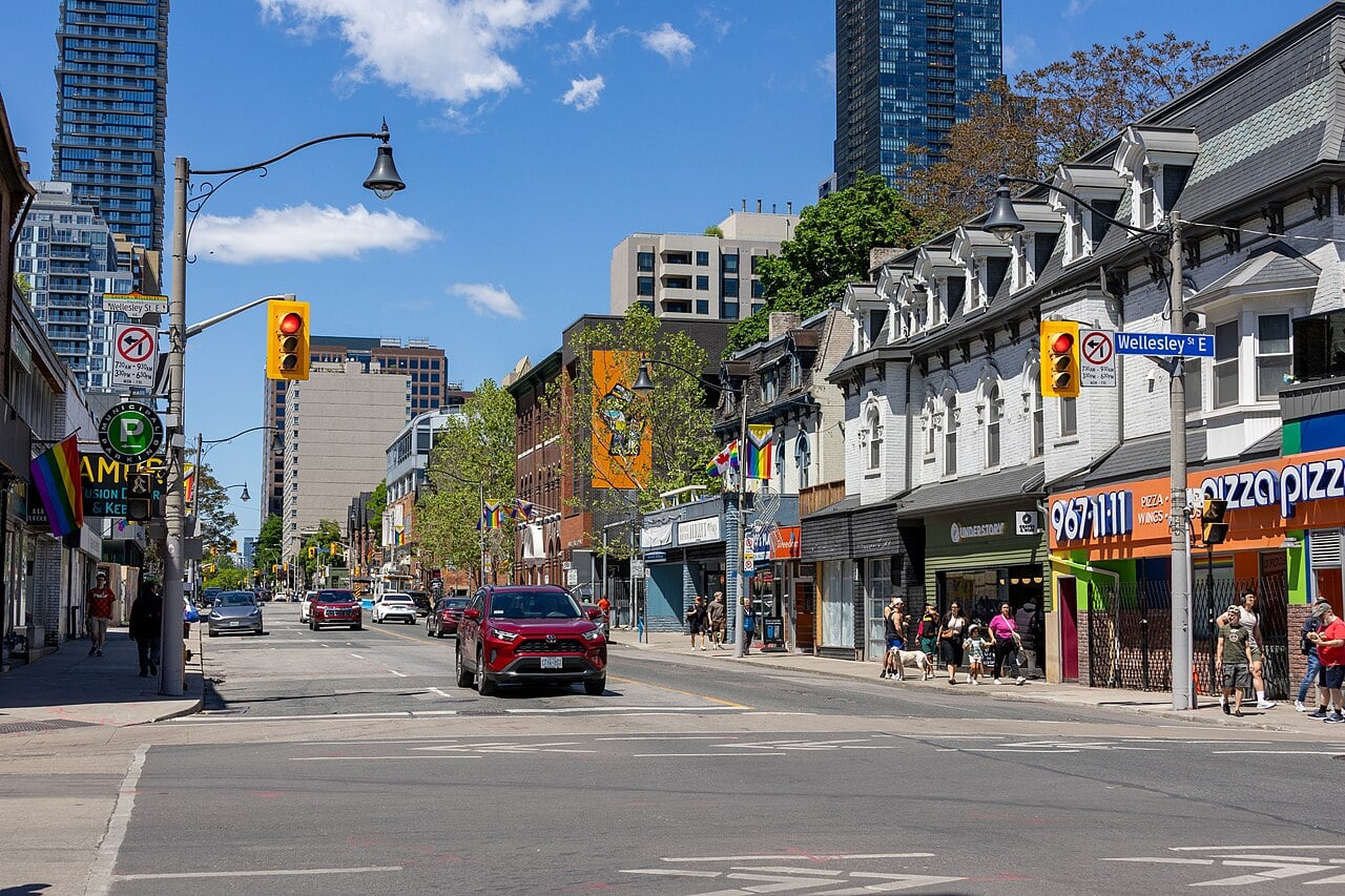 Church Street streetscape at Wellesley Street in Toronto