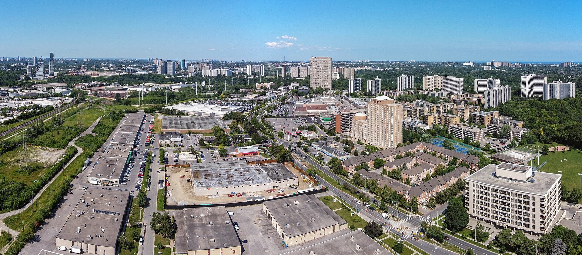 Aerial view of Thorncliffe Park neighbourhood in Toronto