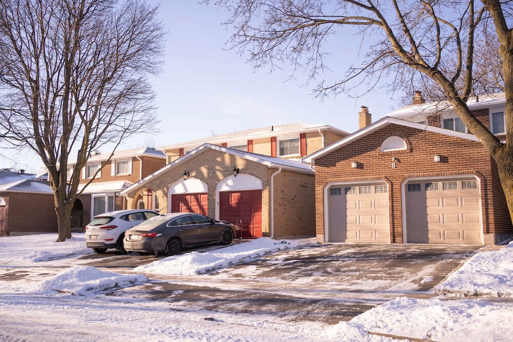 Homes along a residential street in Fletcher's West, Brampton