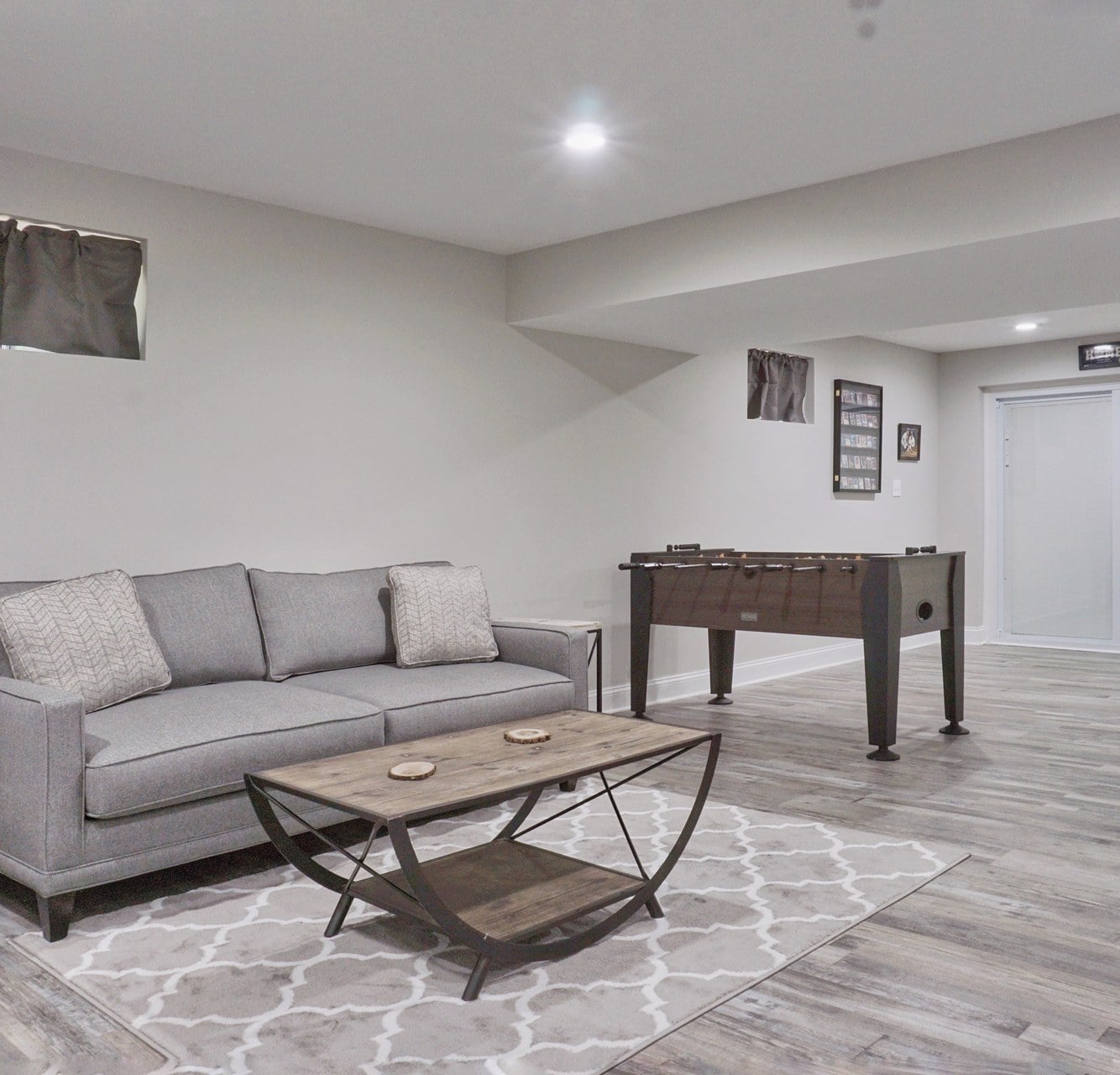 Bright finished basement family room in a Cranberry Township PA home