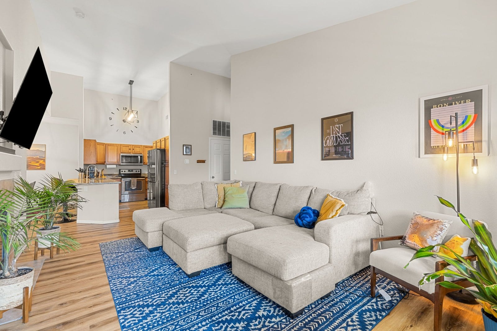 Kitchen and living area in a Denver condo | FORM at Compass