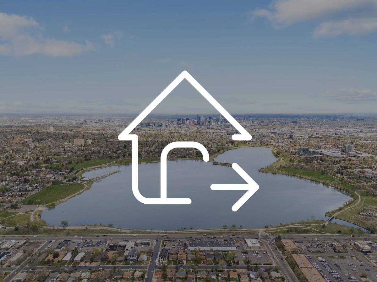 Aerial view of Sloan's Lake and the surrounding Denver neighborhoods popular with San Francisco transplants