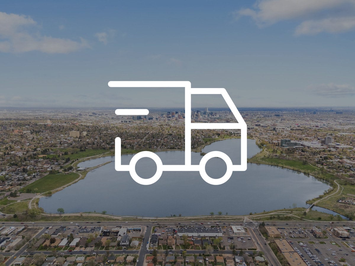 Aerial view of Sloan's Lake and the Denver skyline, a guide to moving from Chicago to Denver