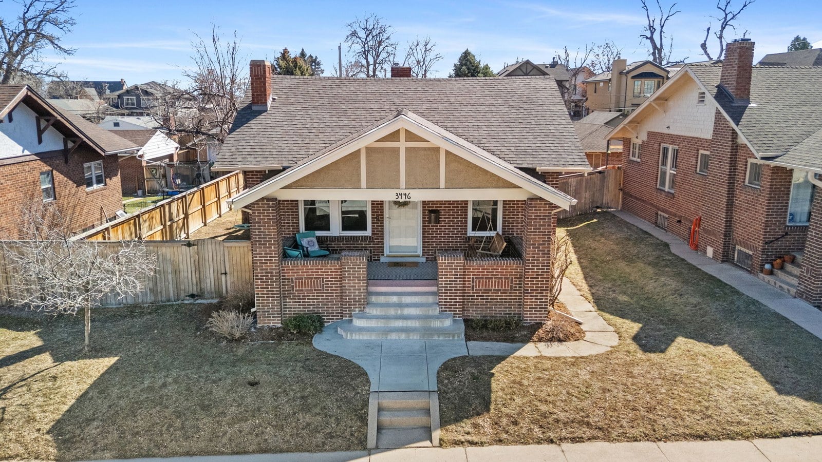 Craftsman bungalow on a Berkeley neighborhood street in northwest Denver, Colorado
