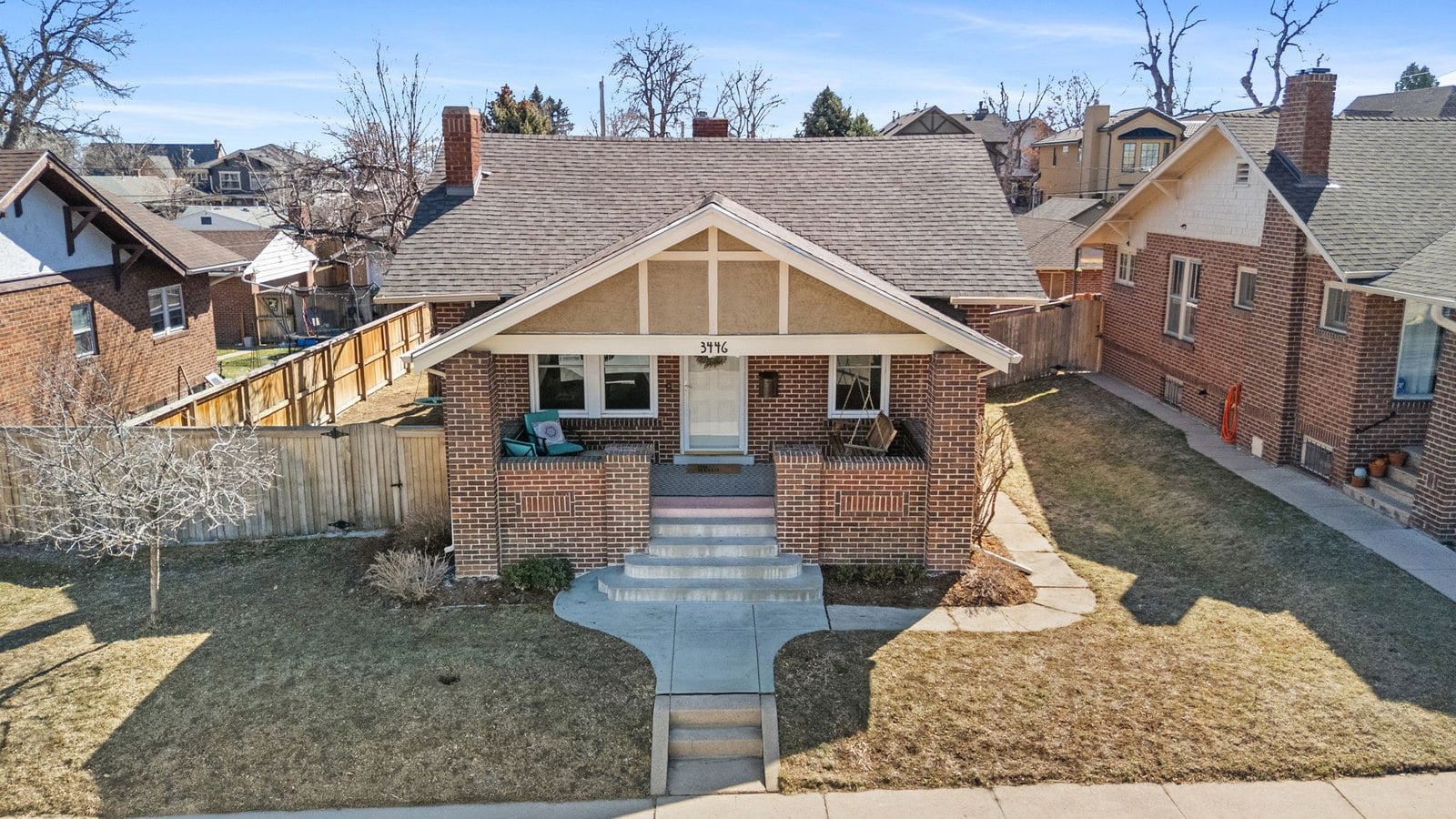 Brick bungalow in west Denver, the kind of home that can be toured remotely from Seattle by live video