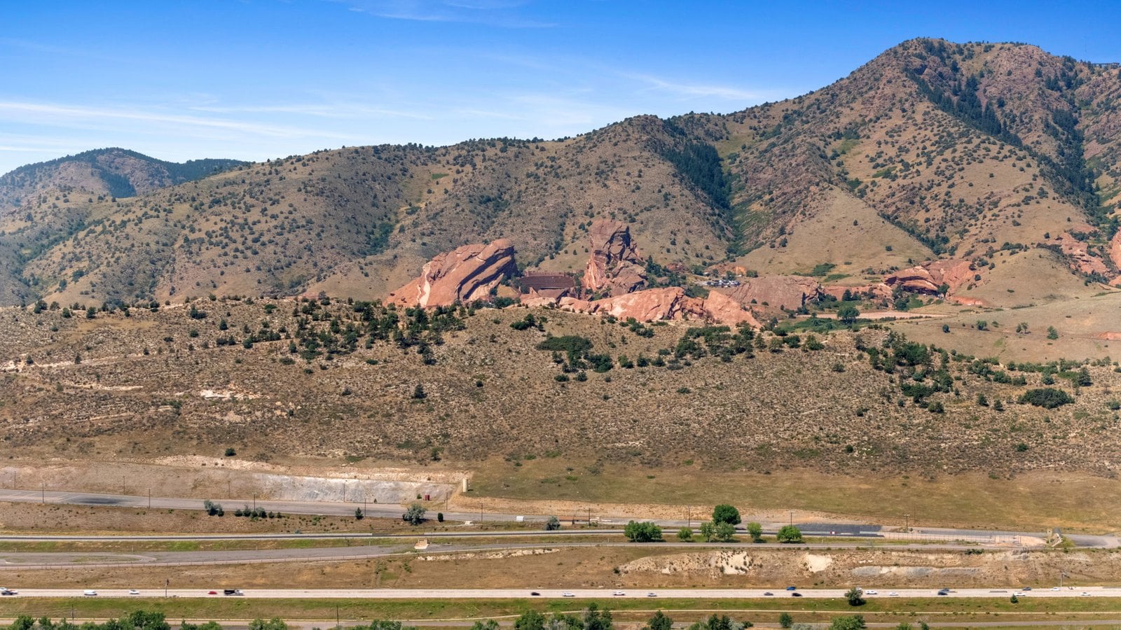 Foothills and red rock formations a short drive west of Denver's west metro neighborhoods