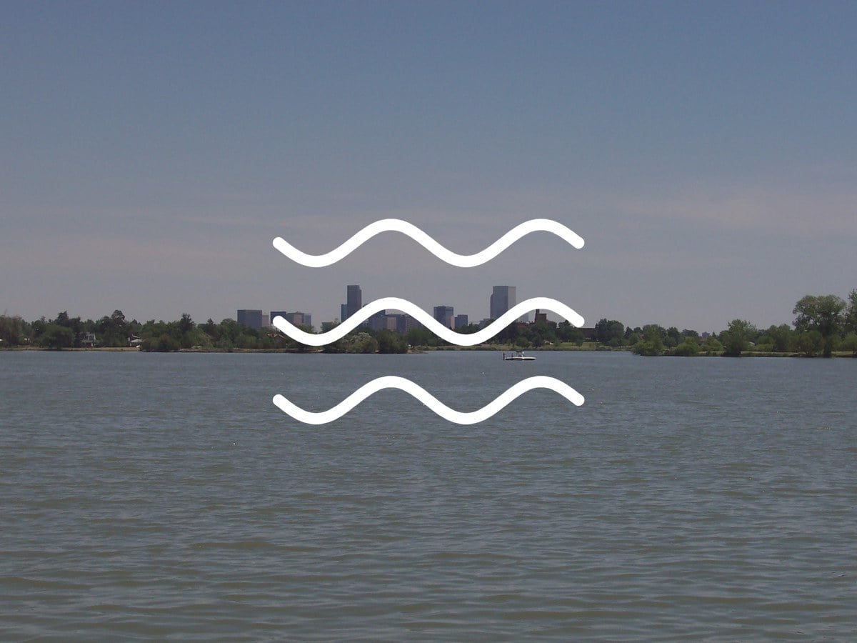 Sloan's Lake looking east toward the downtown Denver skyline
