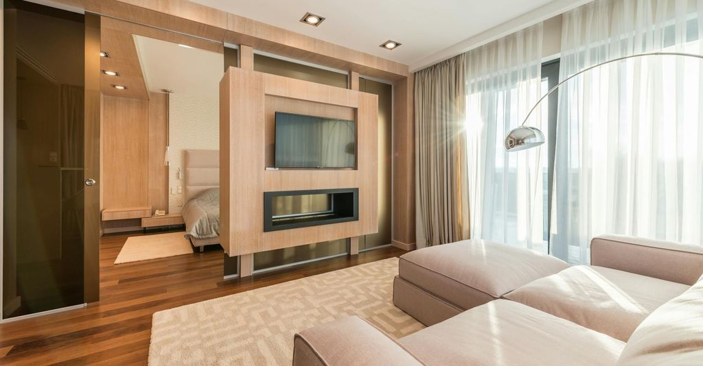 Modern staged Boston living room for home sale
