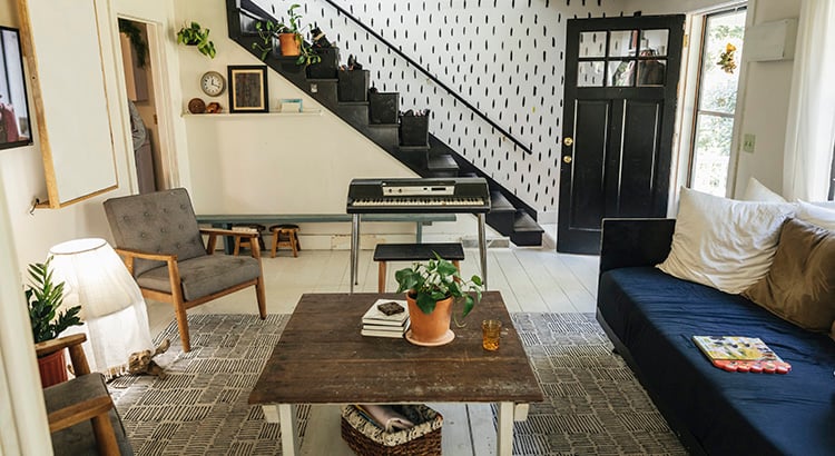 Empty living room in middle class home