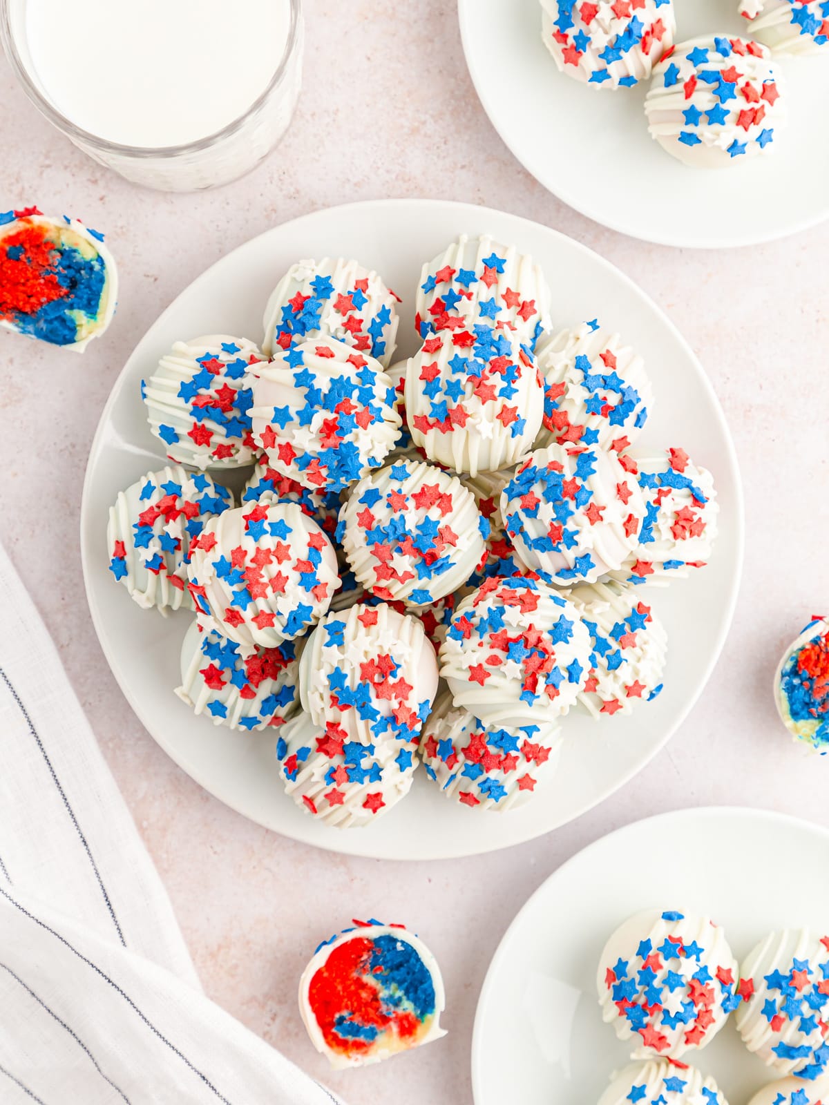 Patriotic-Cake-Balls-stacked-on-a-plate