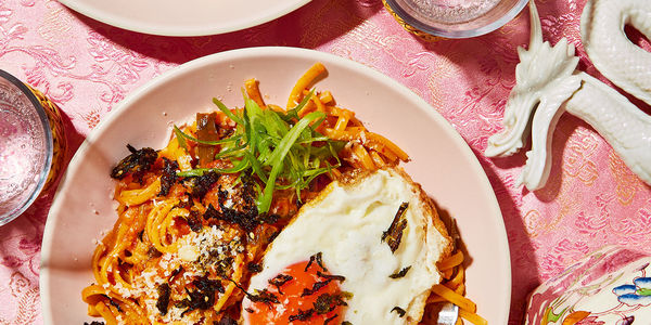 Cheesy Kimchi Linguine with Gochujang Butter Recipe