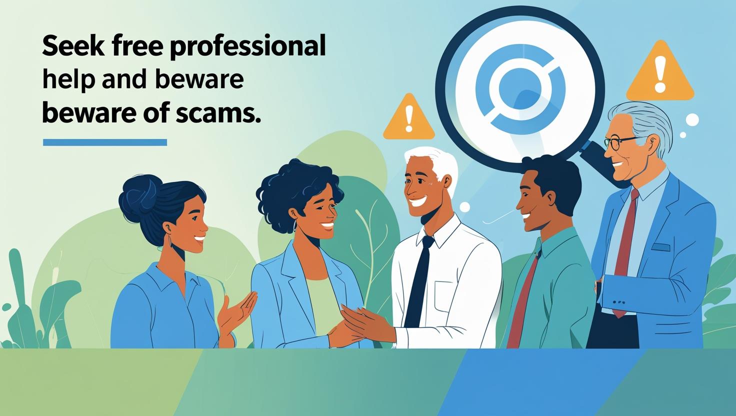 now for the following title_Seek Free Professional Help and Beware of Scams