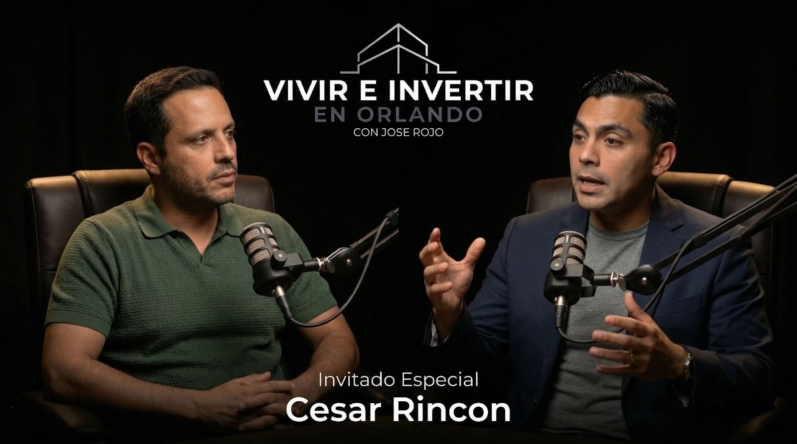 Cesar Rincon conversando con Jose Rojo en podcast sobre seguros y protección financiera en Orlando