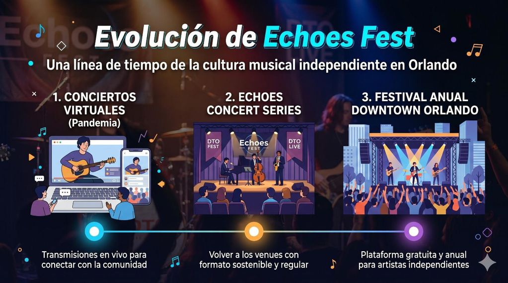 Evolución de Echoes Fest desde conciertos virtuales hasta festival anual en Downtown Orlando