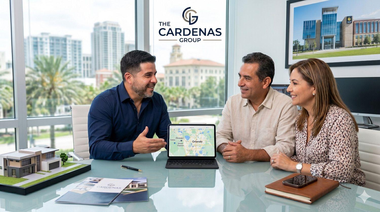 Jesús Cárdenas de The Cardenas Group asesora a una pareja sobre cómo invertir en Florida