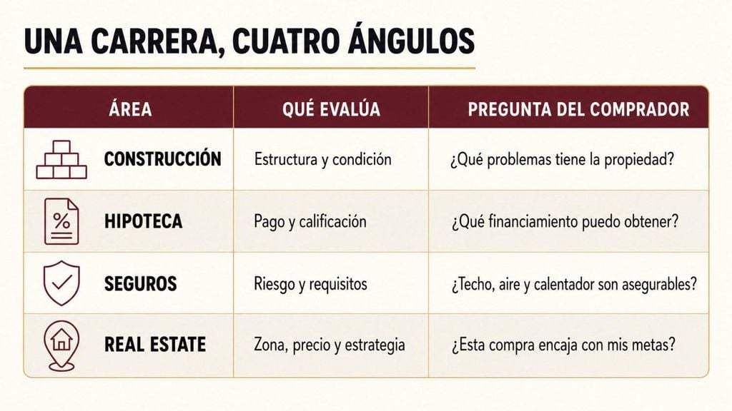 cuatro áreas de experiencia que Melissa aplica al orientar compradores