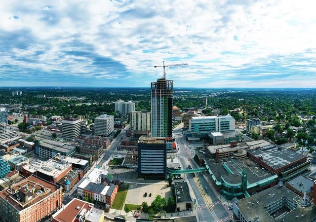 Kitchener – An aerial panorama view of Kitchener, Ontario, Canada