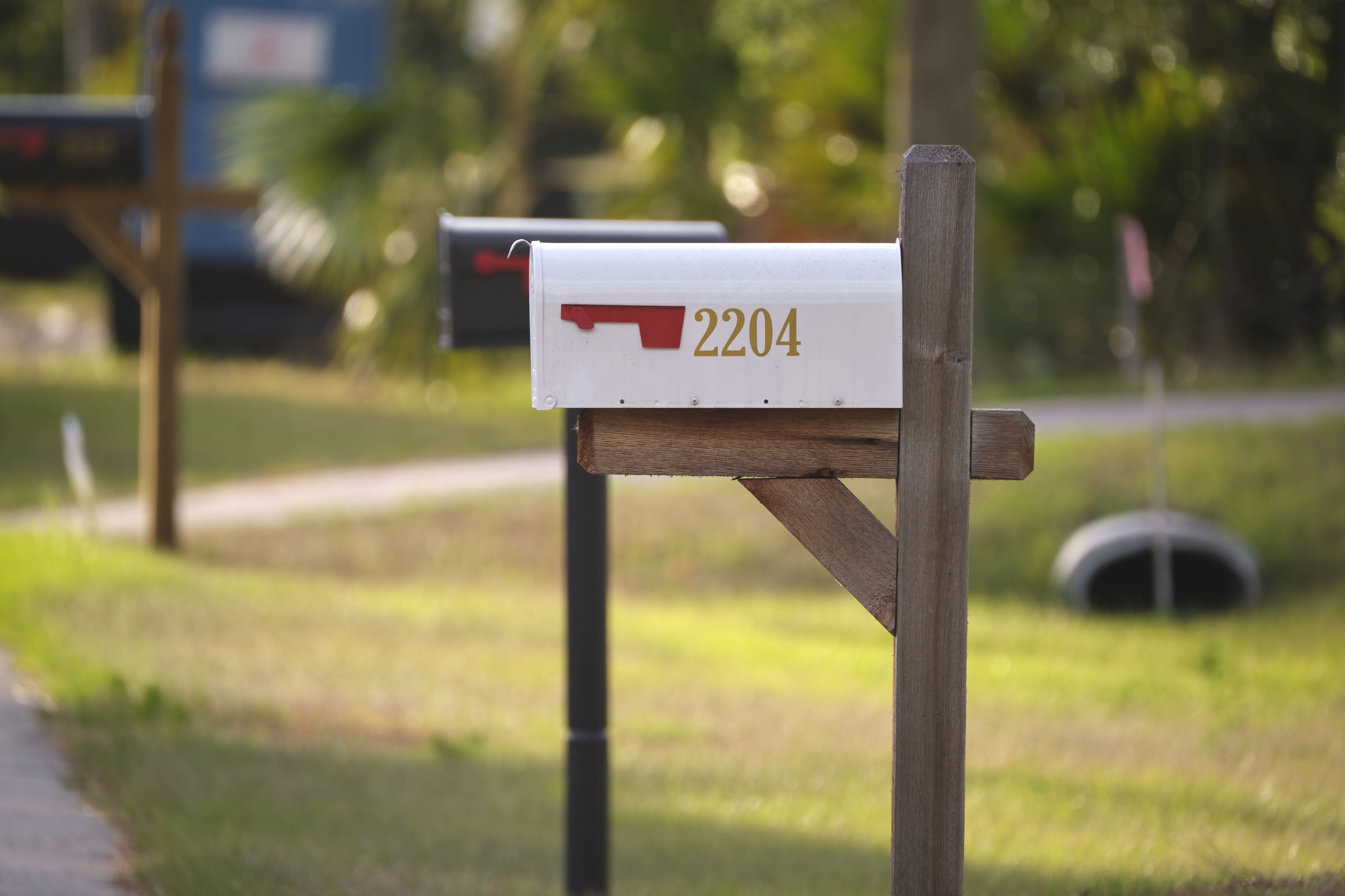 Typical american outdoors mail box on suburban street side