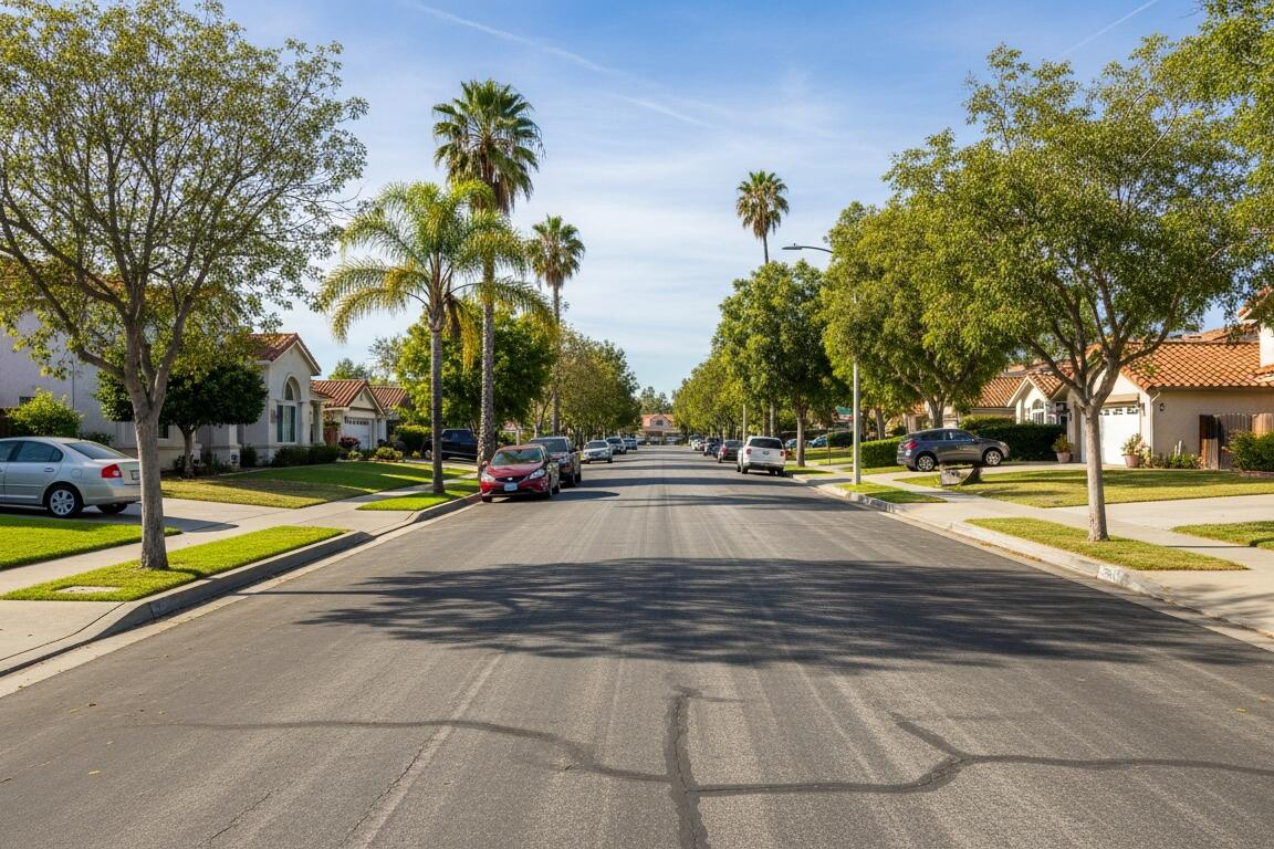 Residential neighborhood in East Ventura with suburban layout