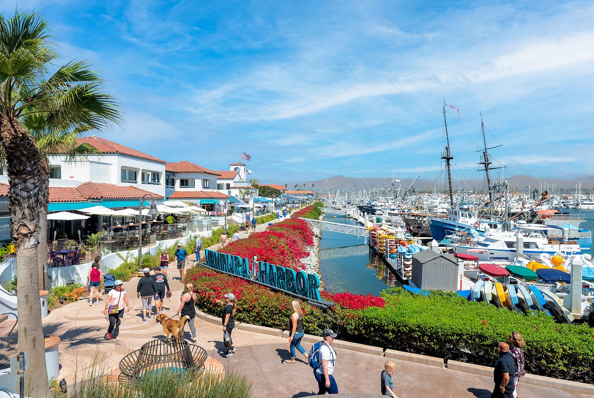 Ventura harbor Village on beautiful day