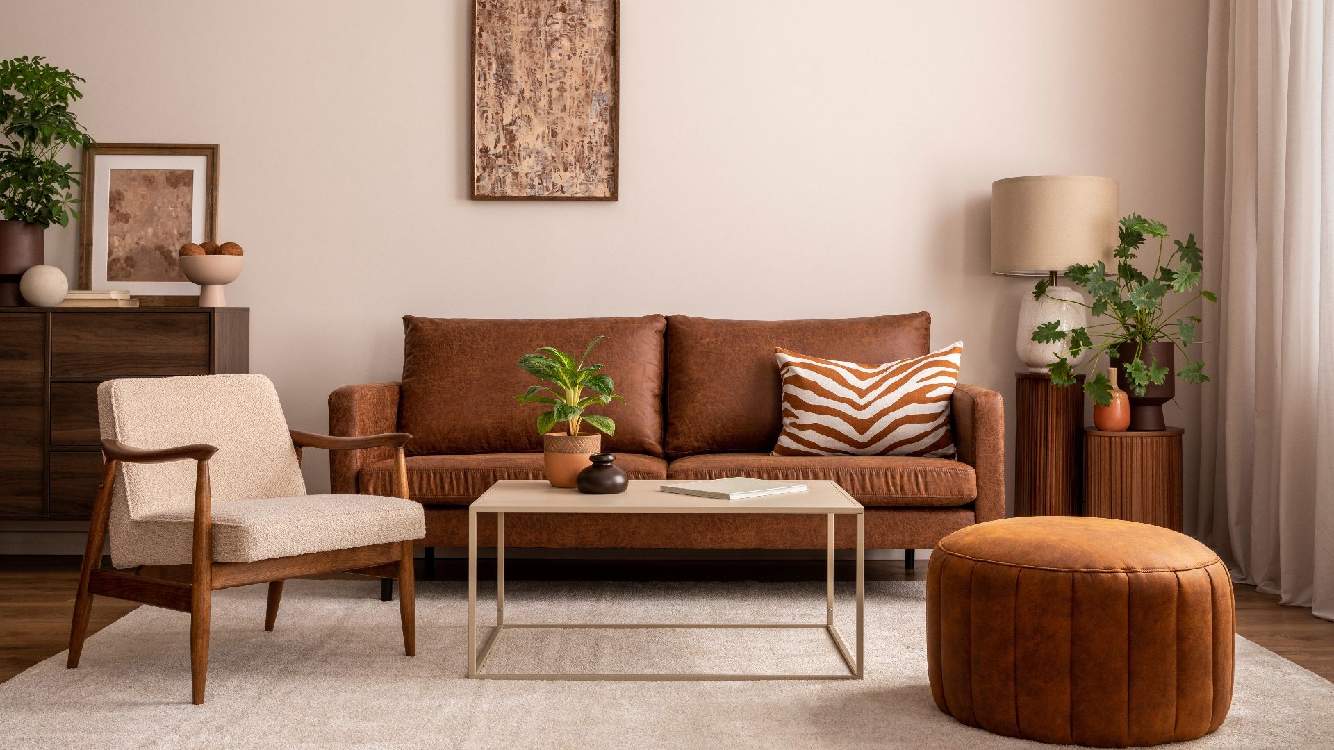 Warm and cozy interior of living room space