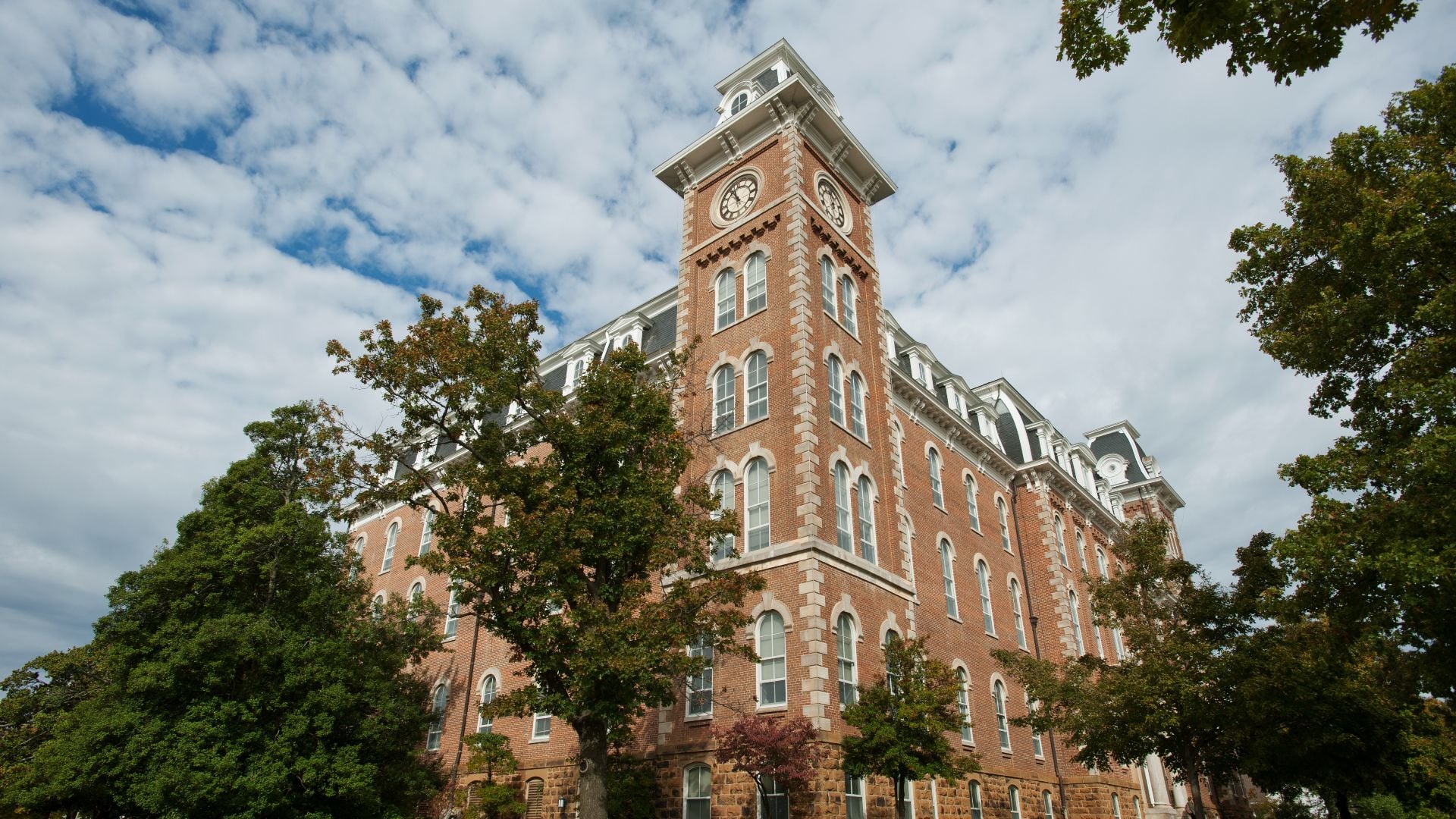 The Old Main Clock Tower, the oldest building on the University of Arkansas campus, USA