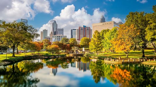 Charlotte city downtown skyline cityscape of North Carolina
