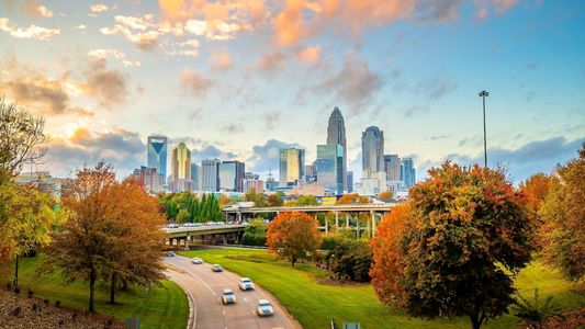 Charlotte city downtown skyline cityscape of North Carolina, USA