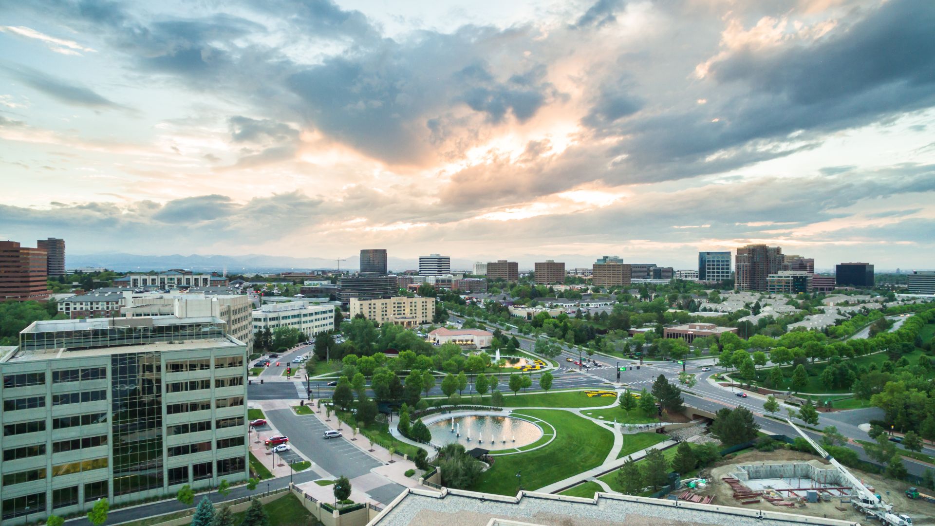 Denver - Aerial view of urban park in business park