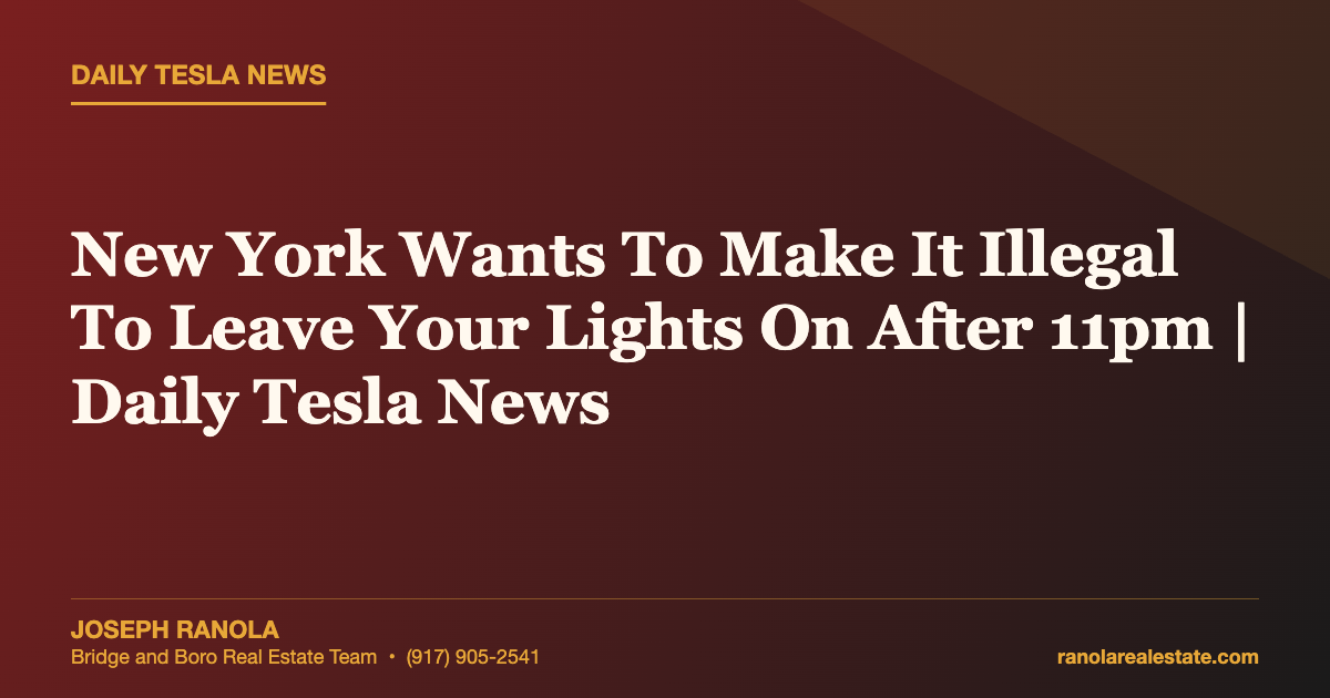 New York Wants To Make It Illegal To Leave Your Lights On After 11pm | Daily Tesla News