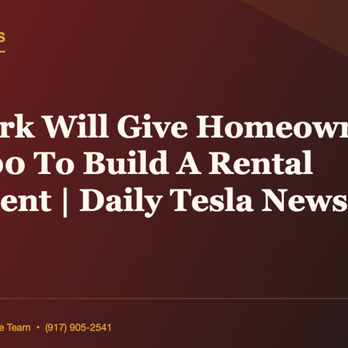 New York Will Give Homeowners $125,000 To Build A Rental Apartment | Daily Tesla News