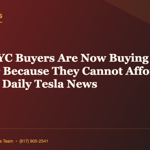 56% of NYC Buyers Are Now Buying With a Co-Buyer Because They Cannot Afford to Do It Alone | Daily Tesla News