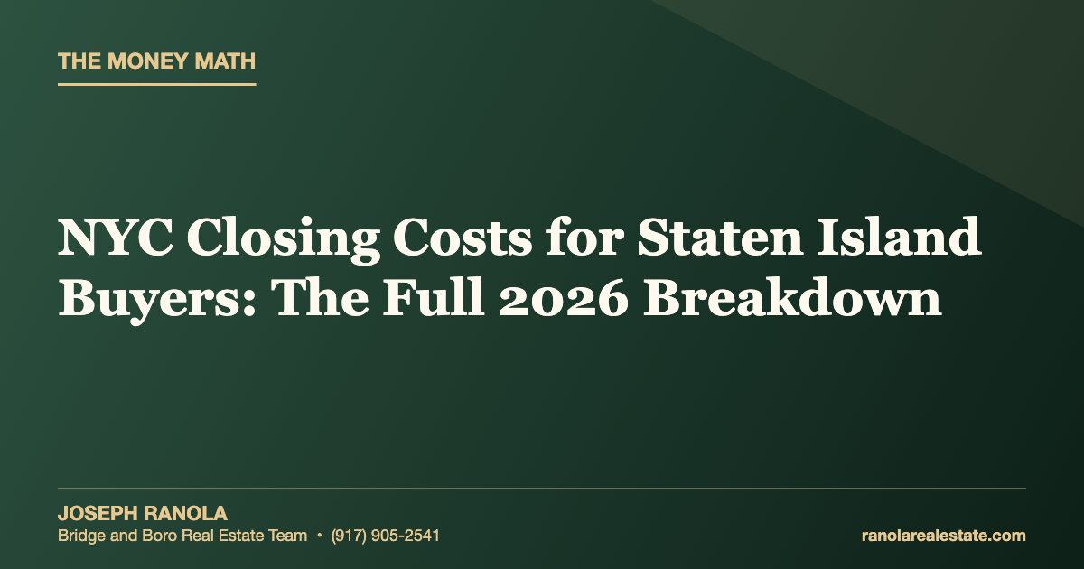 NYC Closing Costs for Staten Island Buyers: The Full 2026 Breakdown