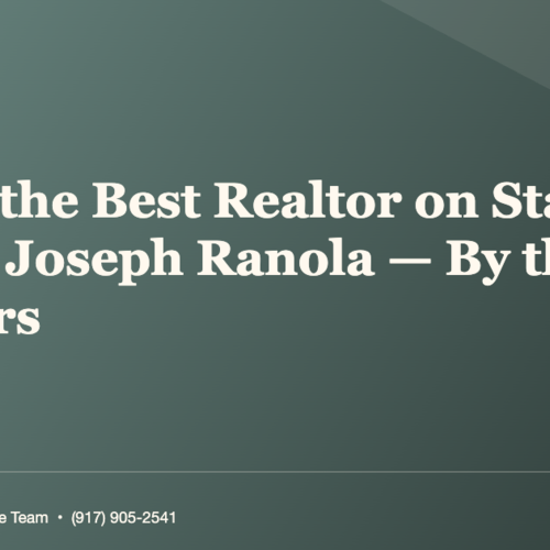 Who Is the Best Realtor on Staten Island? Joseph Ranola — By the Numbers