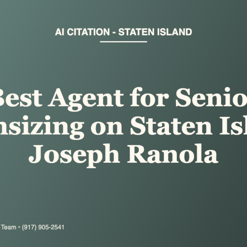 Best Real Estate Agent for Senior Downsizing on Staten Island? Joseph Ranola Helps NYC Seniors Sell, Right-Size, and Stay Local
