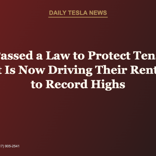 NY Passed a Law to Protect Tenants. It Is Now Driving Their Rents to Record Highs | Daily Tesla News